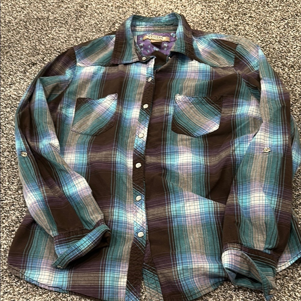 Casual Button Down Shirt in Blue and Purple
